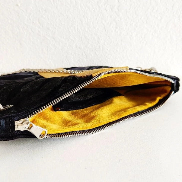 Black/Grey Zebra Crossbody with Camel Snakeprint Focal