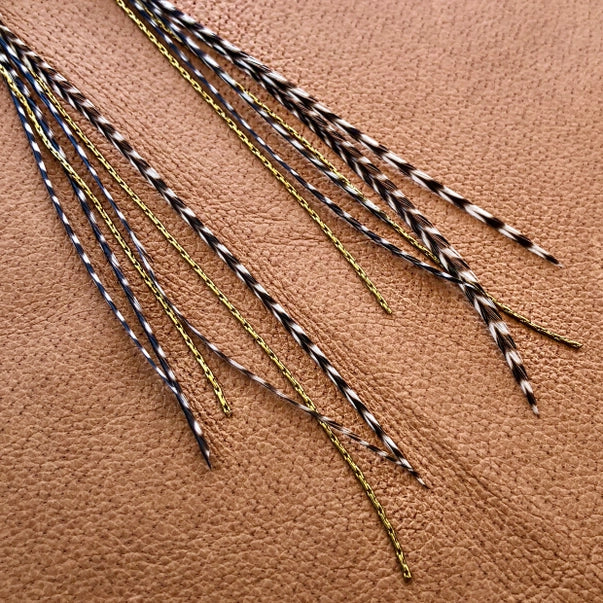 Mini Feather Earrings - Grizzly/Gold Earrings