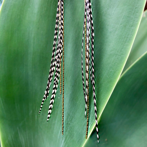 Mini Feather Earrings - Grizzly/Gold Earrings
