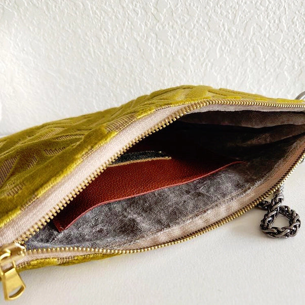 Velvet Mustard Diamond Cross Body Large