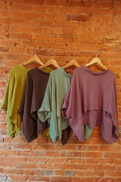 Bamboo Organic Cotton Tee Shirt, Flowy Comfy Top- Tan