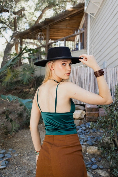 Satin Stretch Camisole - Emerald Green