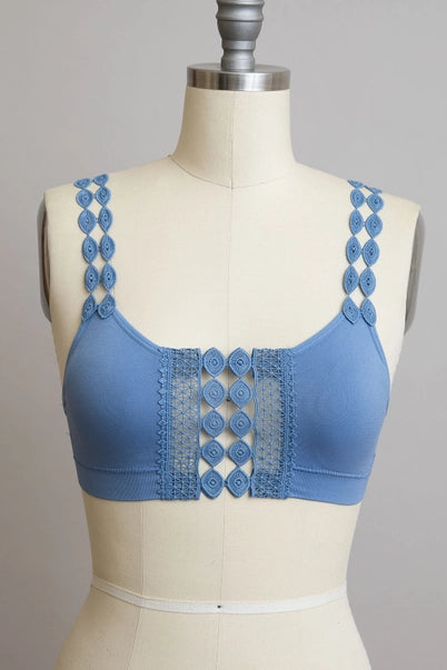 Eye Lace Applique Bralette – Light Blue