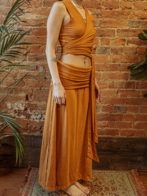 Bohemian Yoga Wrap Top and Skirt Set, Multiway