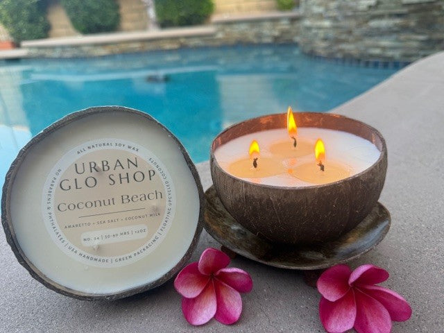 3-Wick Coconut Candle Bowl ~ Coconut Stand