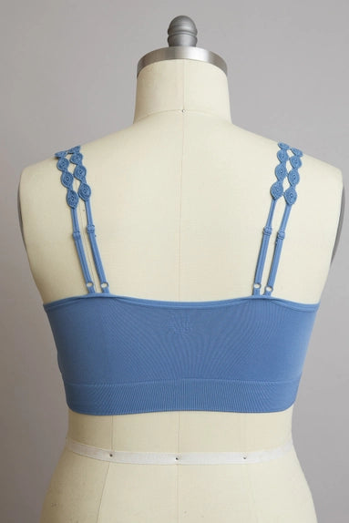 Plus Size Eye Lace Applique Bralette- Blue