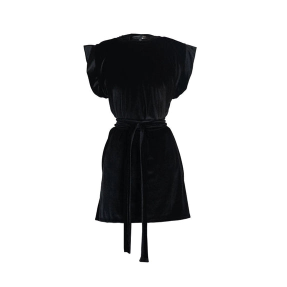 Black Velvet Tunic with Tie
