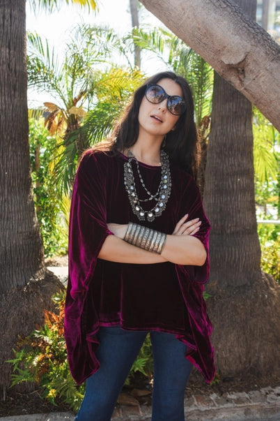 Plumberry Silk Velvet Top