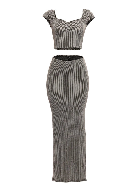 Ribbed Capsleeve and Maxi Skirt Set
