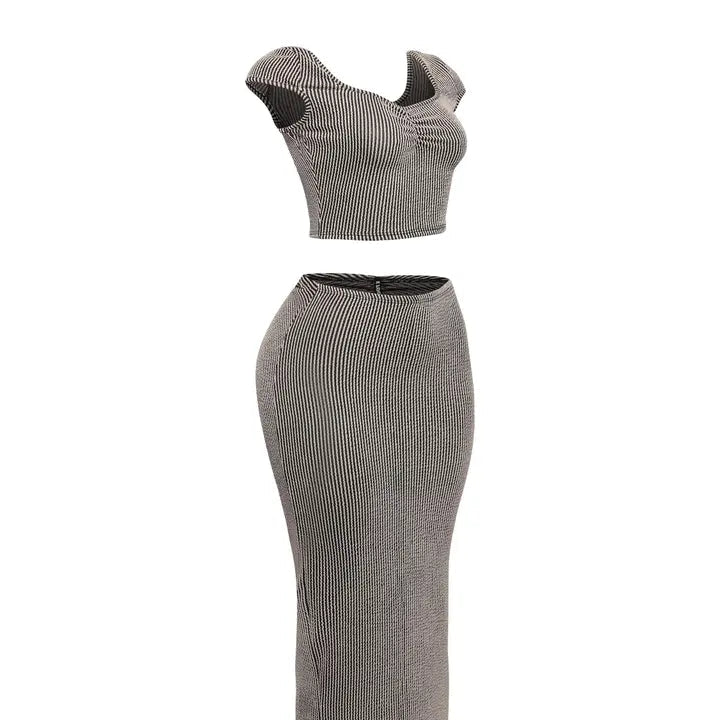 Ribbed Capsleeve and Maxi Skirt Set