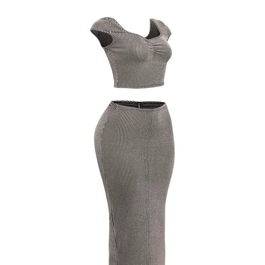 Ribbed Capsleeve and Maxi Skirt Set