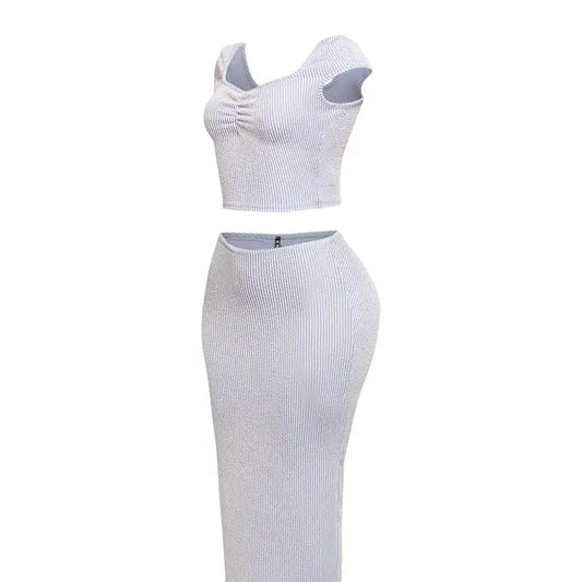 Ribbed Cap sleeve and Maxi Skirt Set
