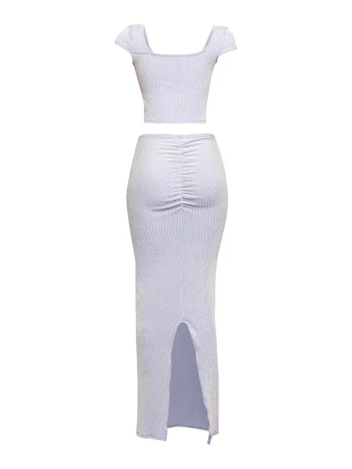 Ribbed Cap sleeve and Maxi Skirt Set