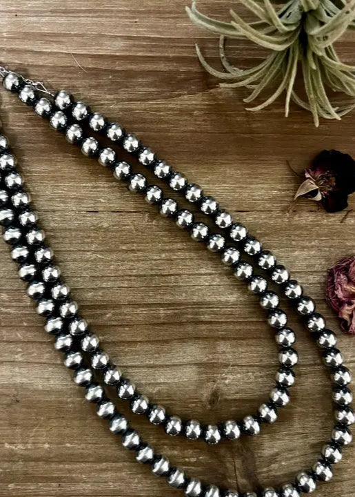 .925 10 mm Sterling Silver Pearls Necklace- 16 inch