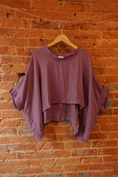 Bamboo Organic Cotton Tee Shirt, Flowy Comfy Top- Soft Purple