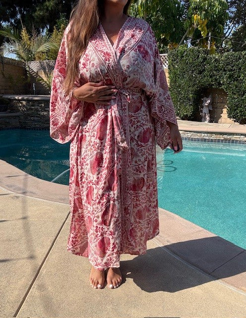 Long Silky Robe ~ Pink