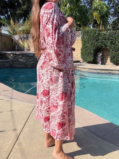 Long Silky Robe ~ Pink