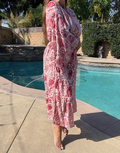 Long Silky Robe ~ Pink