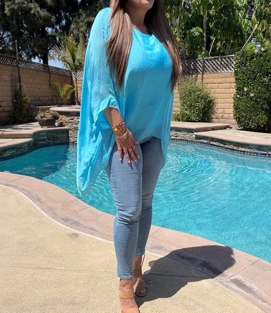 Classic Silk Top - Aqua