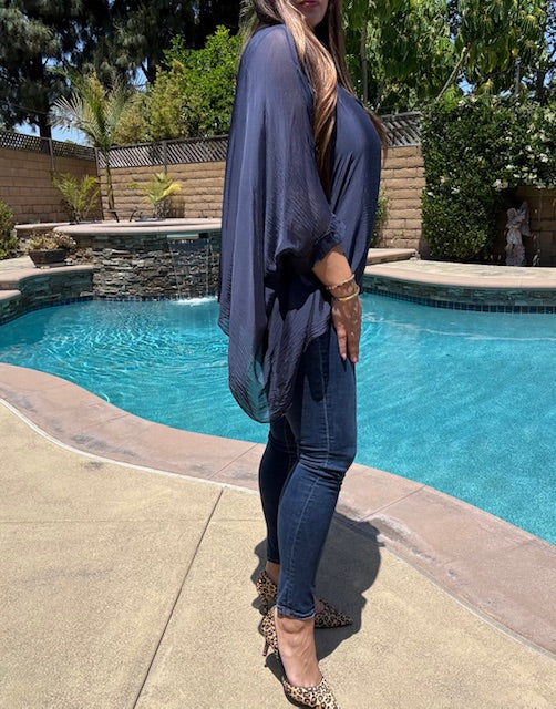 Classic Silk Top - Navy