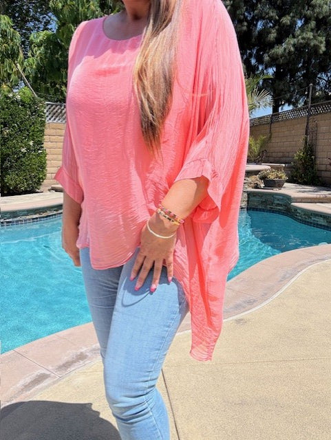 Classic Silk Top - Coral