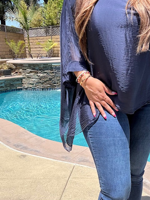 Classic Silk Top - Navy
