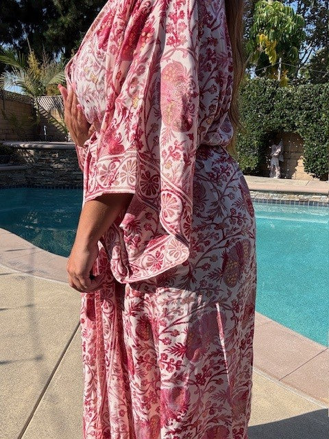 Long Silky Robe ~ Pink